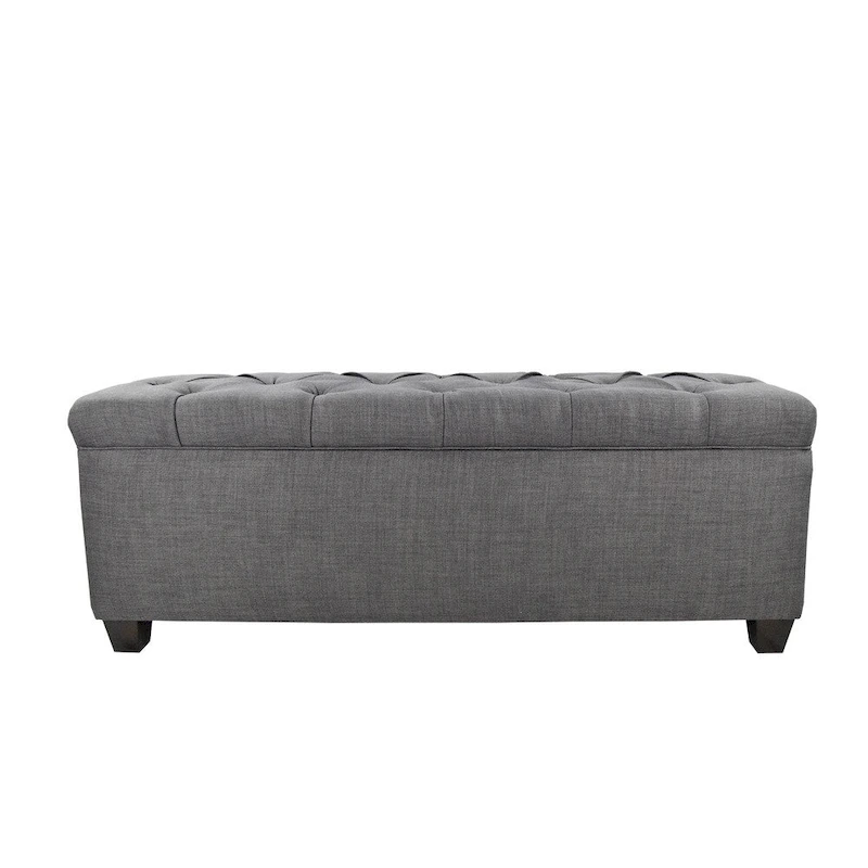 The Sole Secret Grey-Red Tint Diamond Tufted Shoe Storage Bench