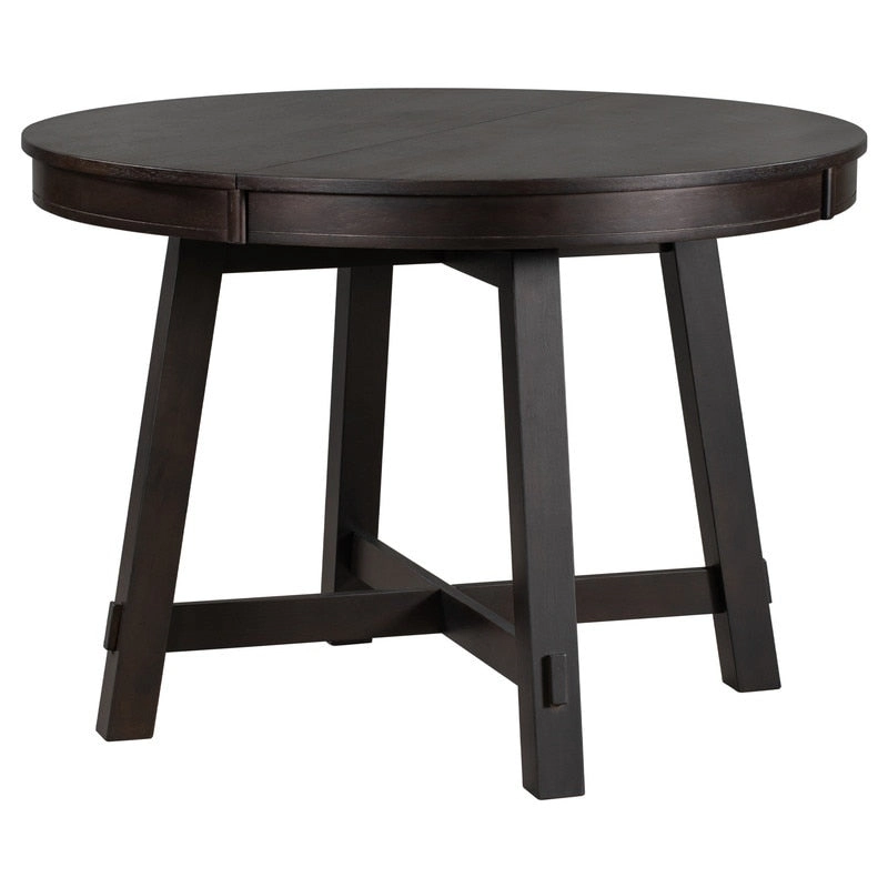 Farmhouse Round Extendable Dining Table with 16 Leaf Wood