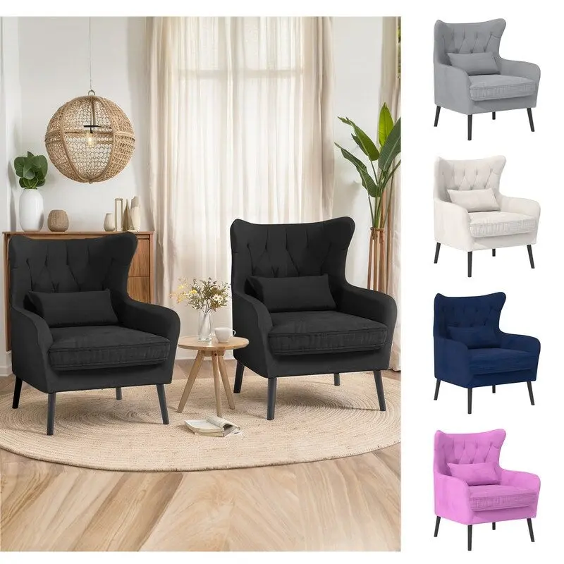 2-Piece Modern Velvet Living Room Couch Set Upholstered