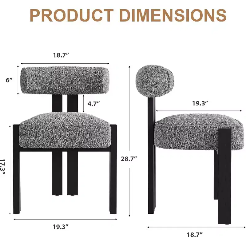 Upholstered Dining Chairs, Modern Chairs with Ergonomic Curved Back, Kitchen Chairs with Wood Legs for Dining Room, Living Room