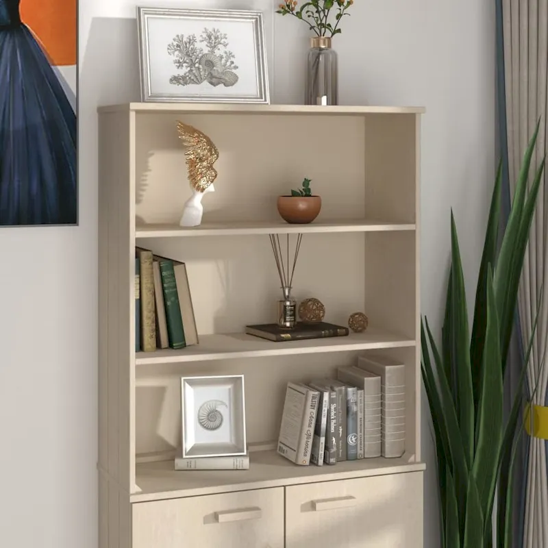 Solid Pine Wood Cabinet Top with 2 Shelves – White / Dark Gray / Honey Brown / Light Gray