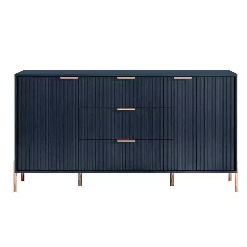 Festivo 3pc Modern Elegance 2 Drawer Nightstands and 3 Drawer Dresser Set Navy