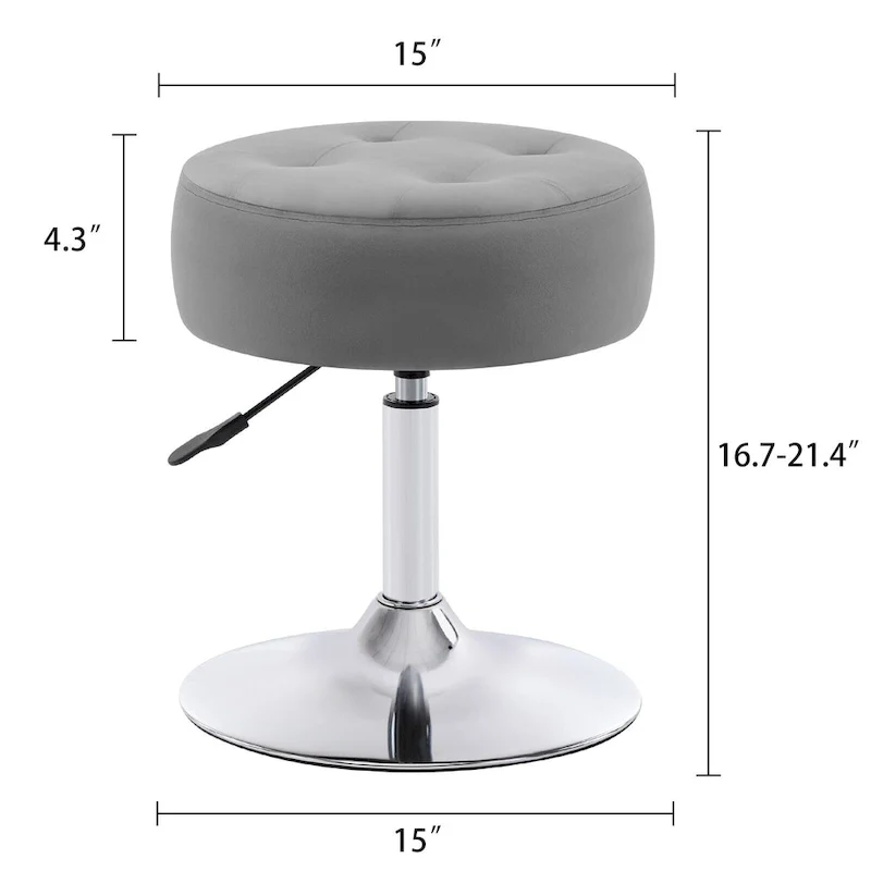 Adjustable Height Round Ottoman Swivel Vanity Stool