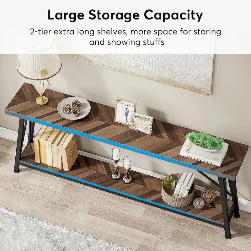 70.9 Inch Extra Long Sofa Table, Industrial Entry Console Table