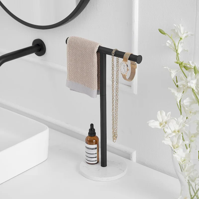 T-Shape Towel Rack With Natural Marble Base