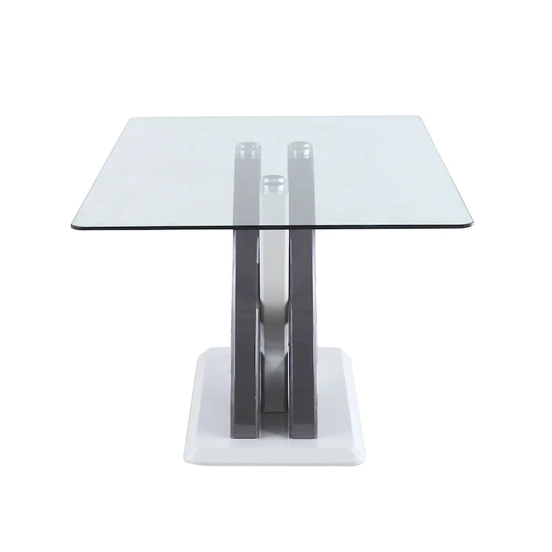Somette Sophie Glass Top Dining Table - White