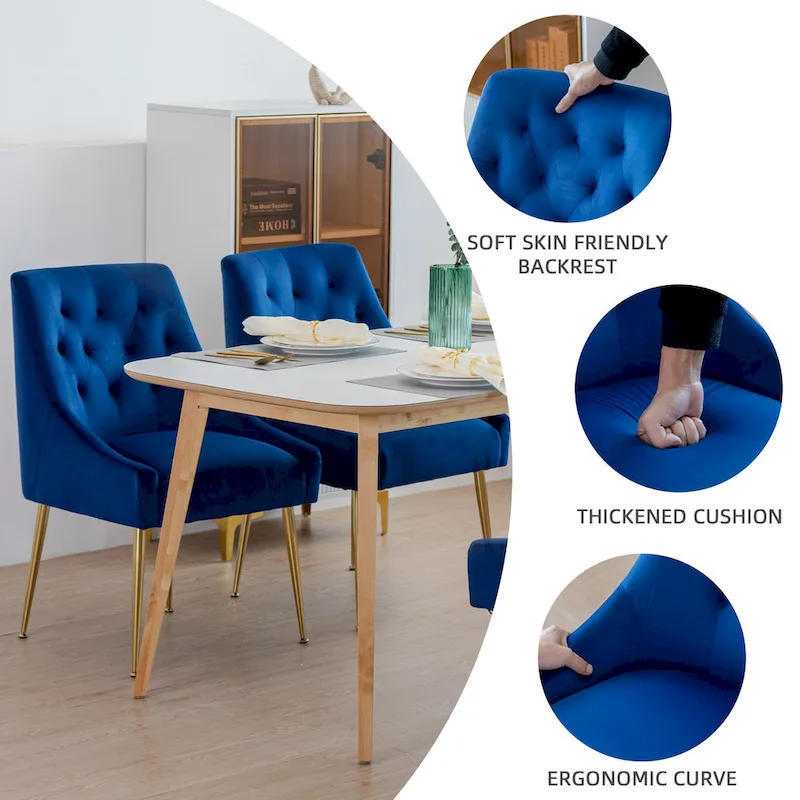 XINMICS Mid-Century Modern Velvet Dining Chair, Upholstered Parsons Chair, Set of 2