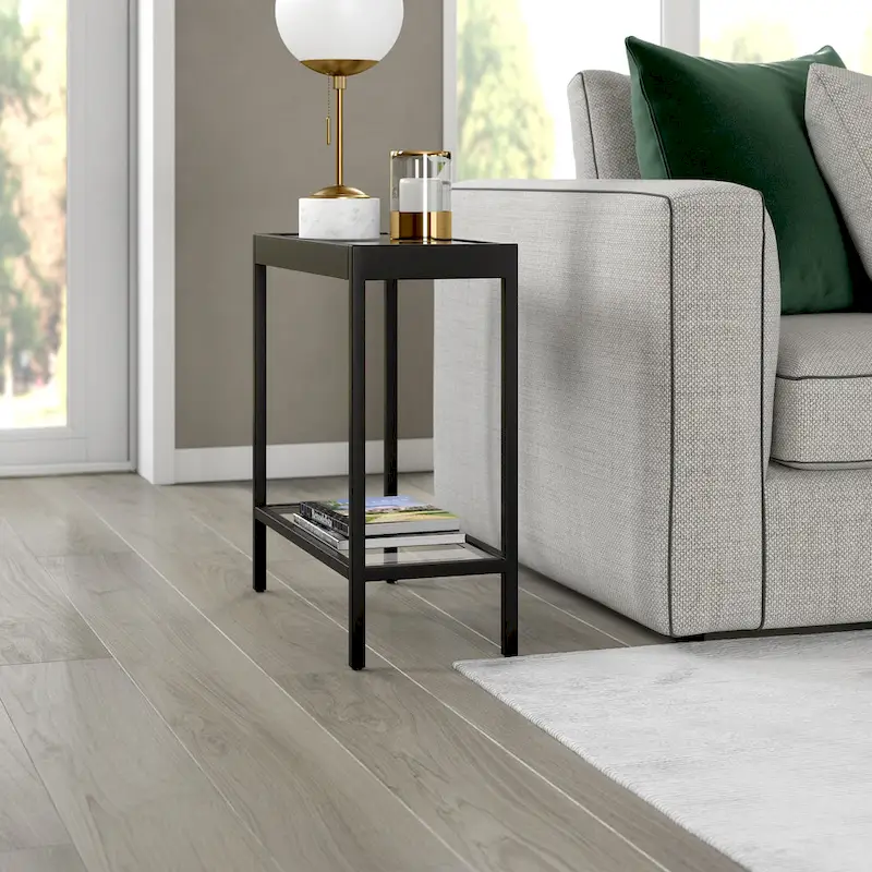 Blackened Bronze / Brass / Satin Nickel Rectangular Side Table, 1-Person Use