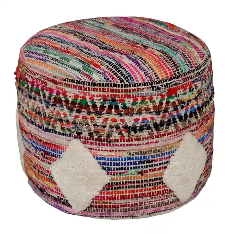 Sevita Boho Diamond Multicolor Pouf Ottoman