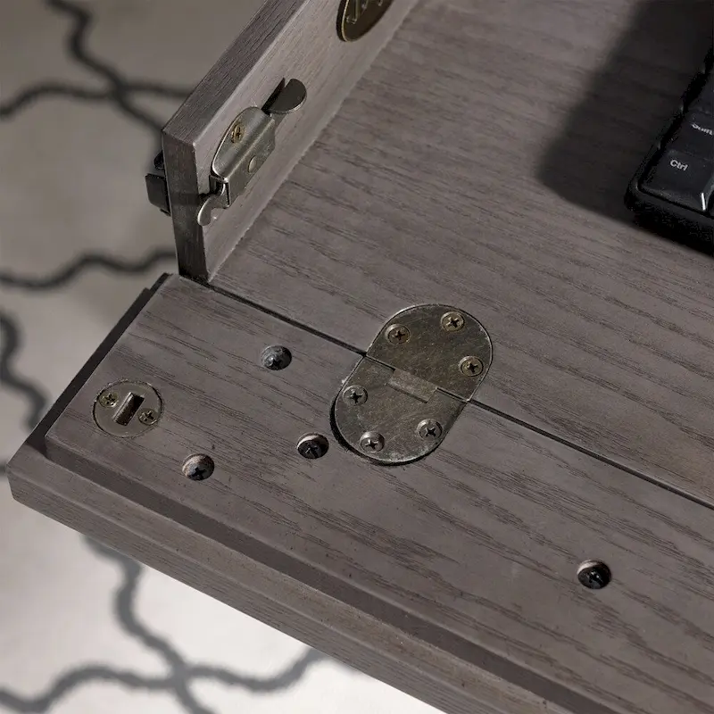 Grey 1 Drawer Metal and Wood Writing/Computer Desk