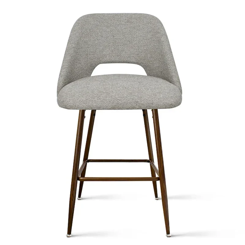 Upholstered Modern Bar Stool Walnut Leg