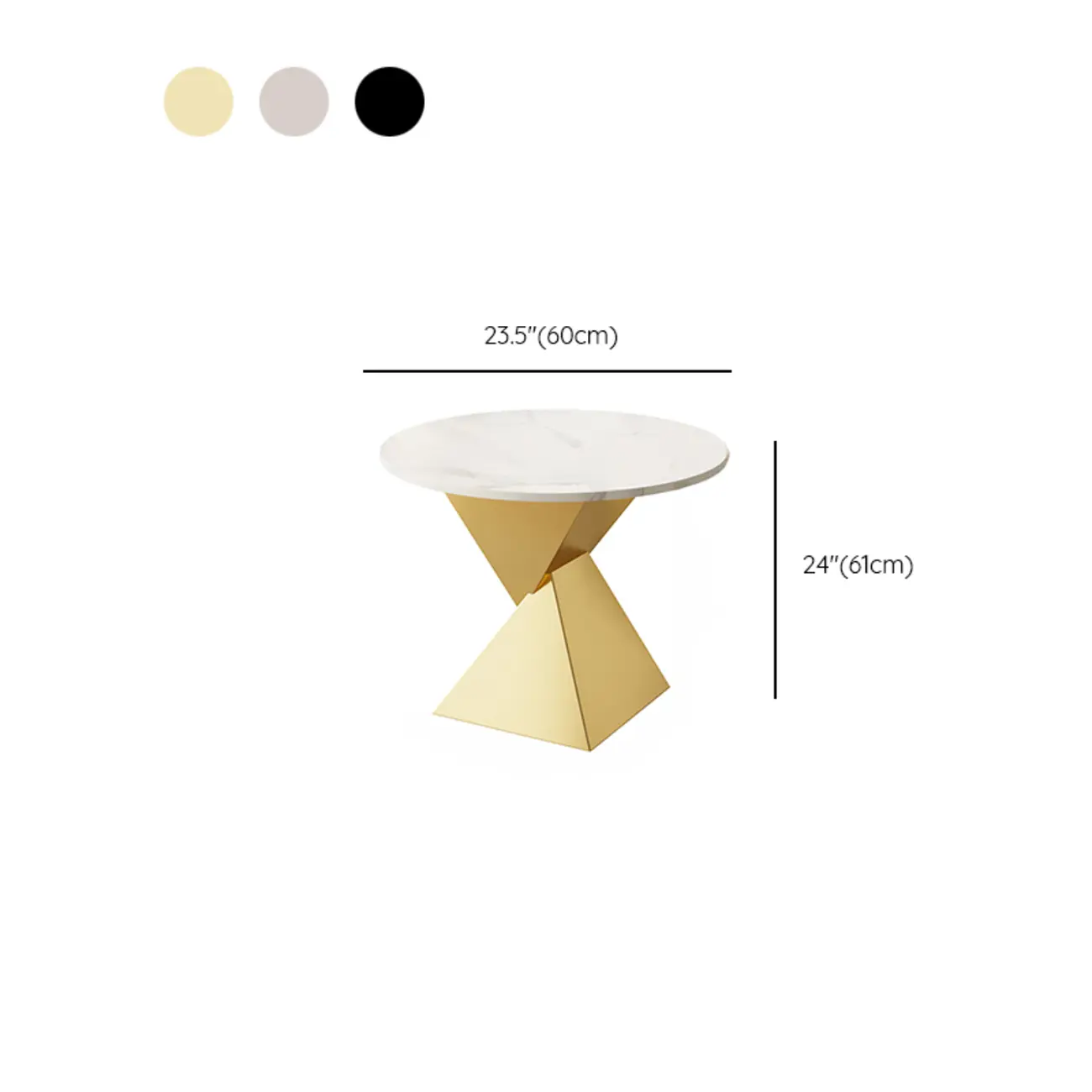 Living Room Black Iron Stone Twisted Side Table