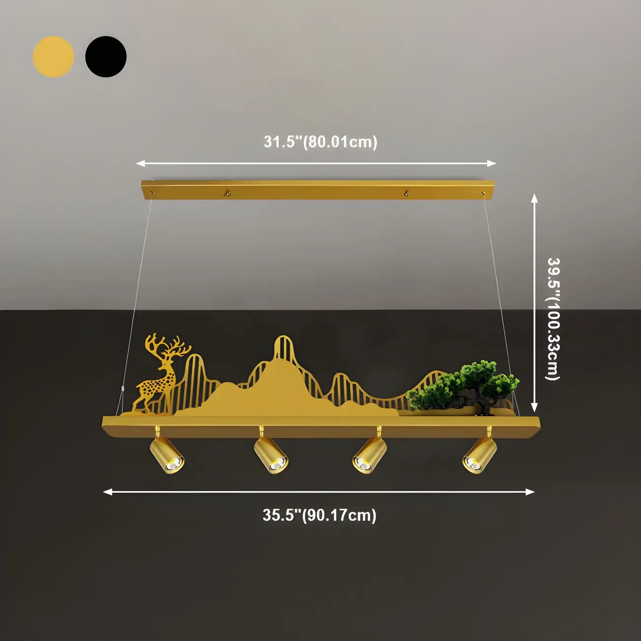 3/4-Light Modern Gold Metal Abstract Island Light