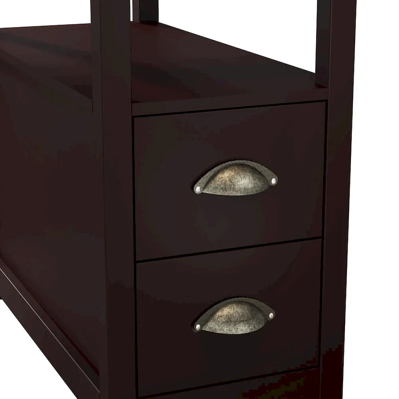 End Table With Two Drawers And Open Shelf