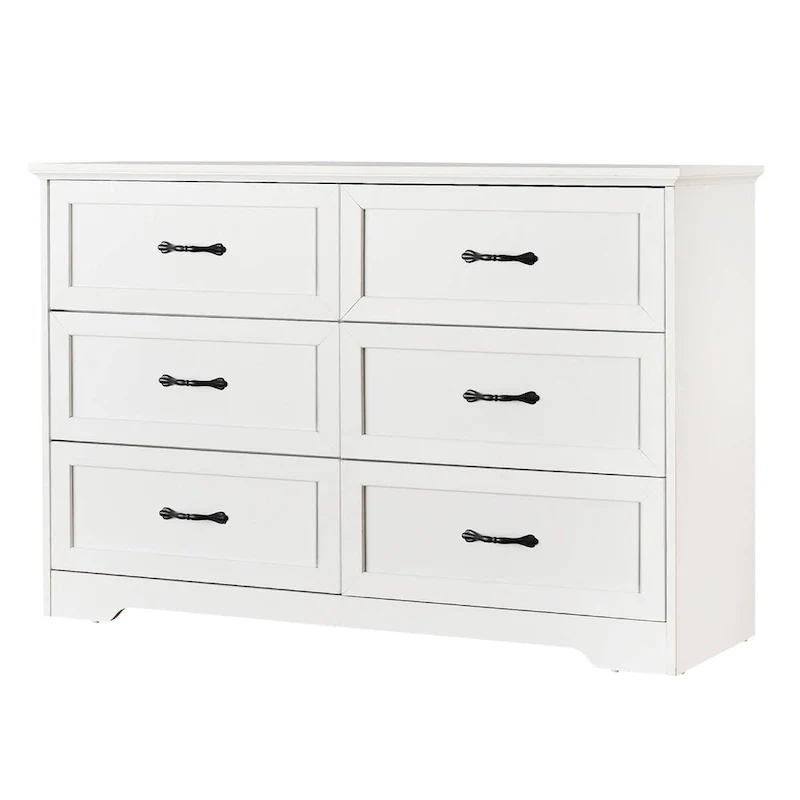 White / Brown+White 5-Drawer Dresser for Bedroom