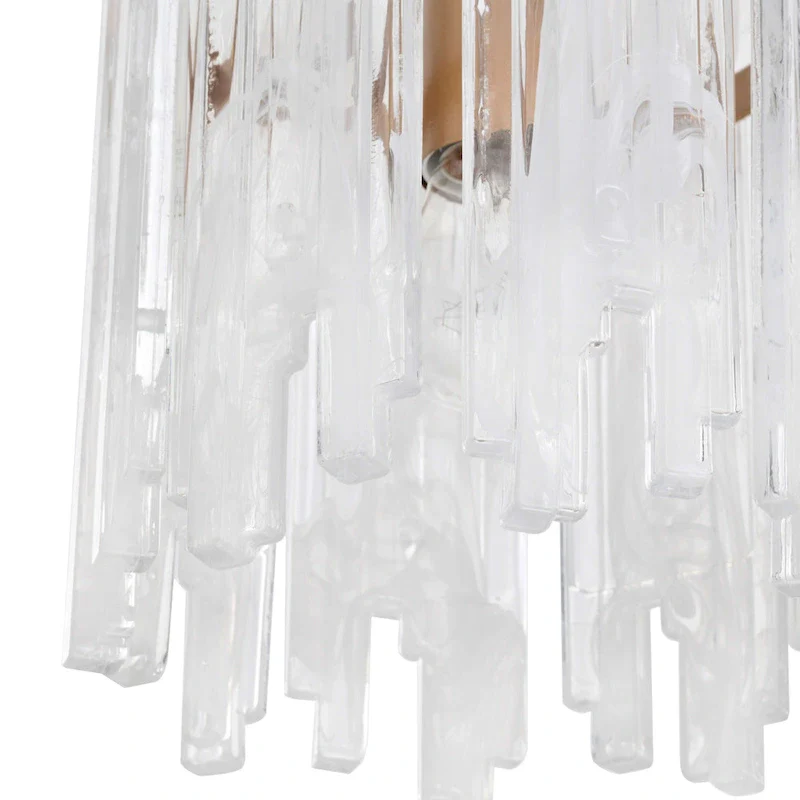 Casandra 1 Light Shiny Bronze Drum Pendant Chandelier with Clear Glass Bars - 8 inches in diameter x 17.9 inches H