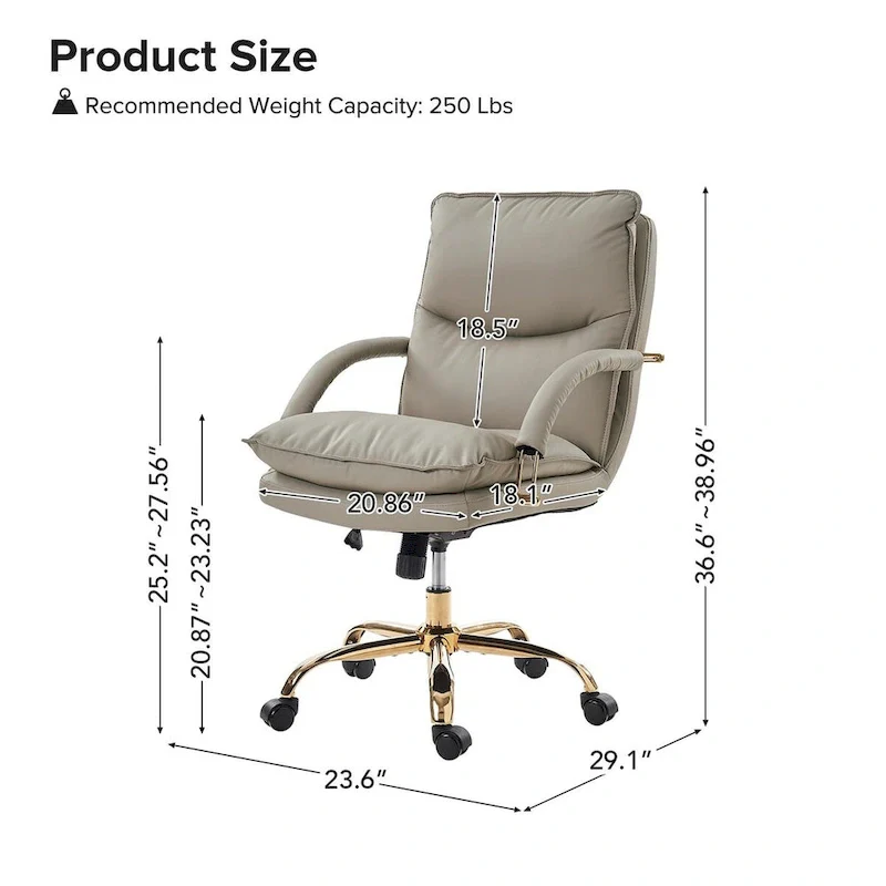 Leona Modern Faux Leather Adjustable Height Tilting Office Chair with Swivel Base by HULALA HOME