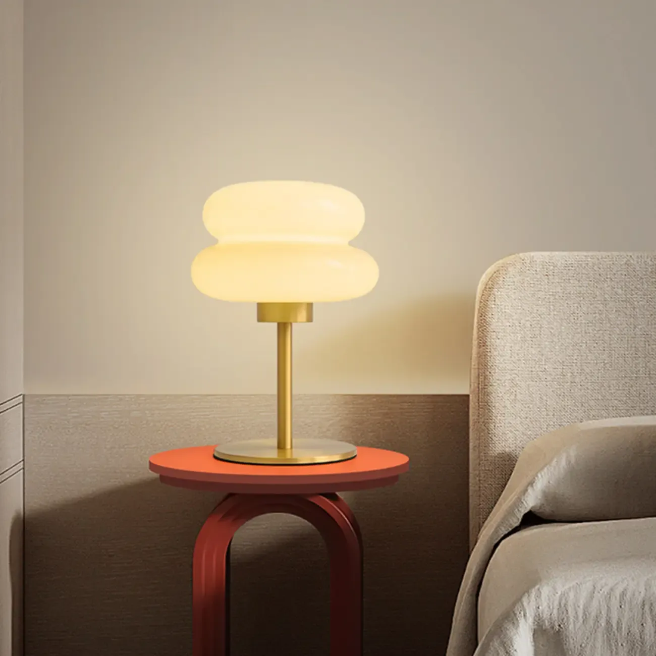 Modern Gold Metal Geometric Glass Table Lamp for Bedroom