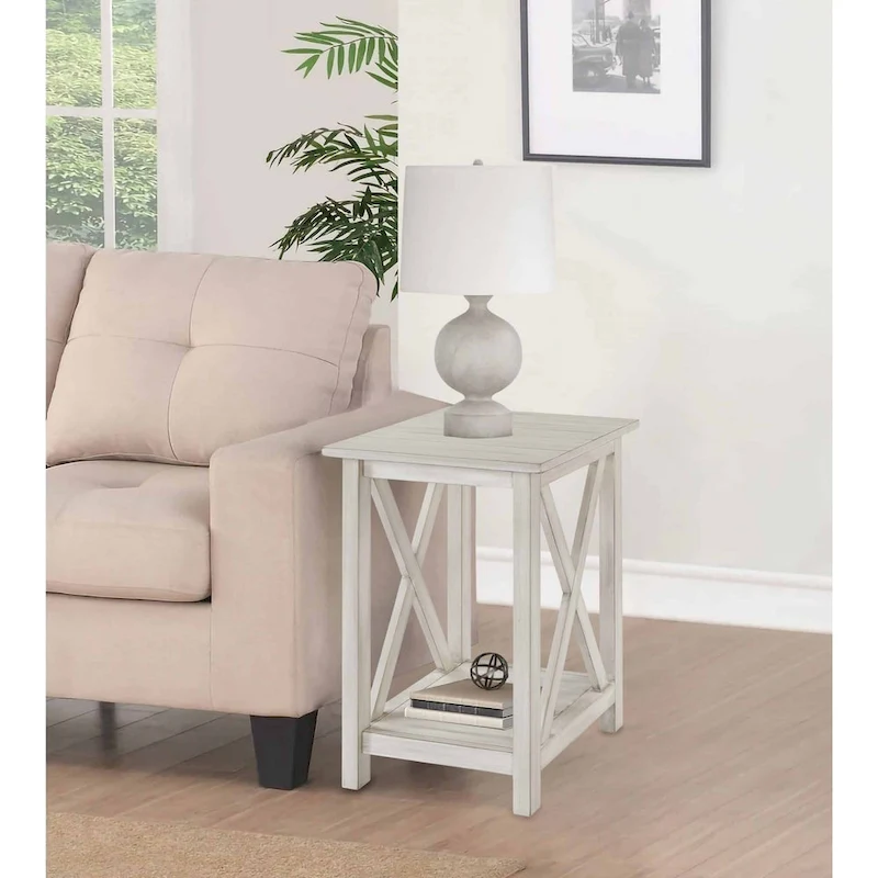 Jamestown Antique White Wood Side Table
