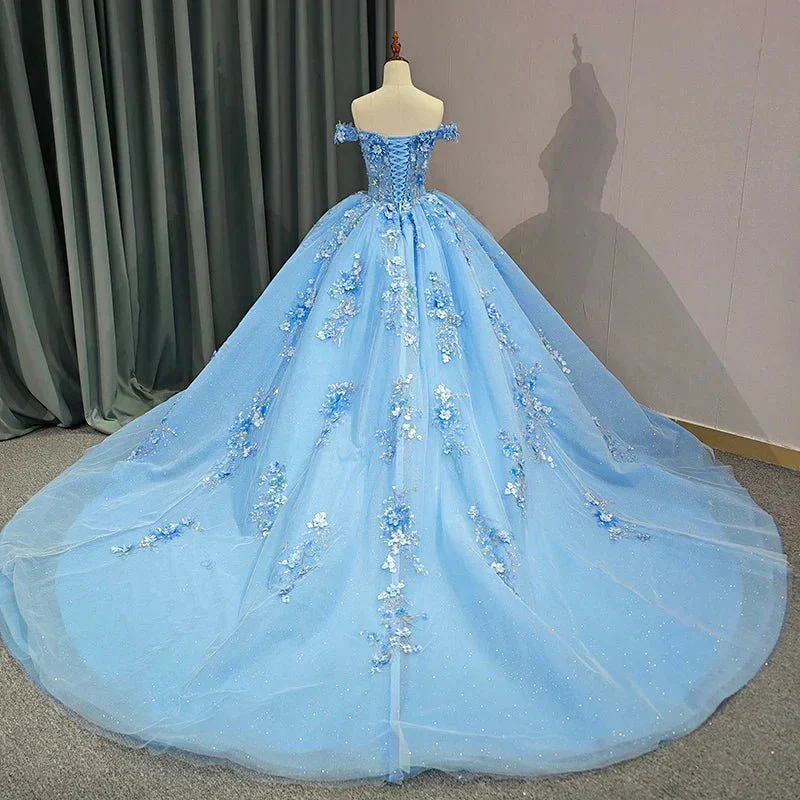 Quinceanera Dress Elegant Sweetheart Off-the-shoulder Appliques Ball Gown