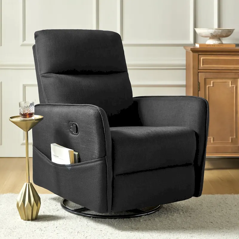 Curtis Rocker Swivel Recliner with Two Side Pockets by