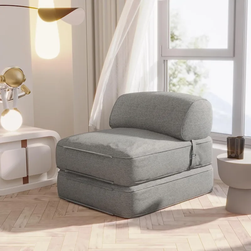 WOWMAX Convertible Folding Sofa Bed Folding Chair Bed with Back Bolster