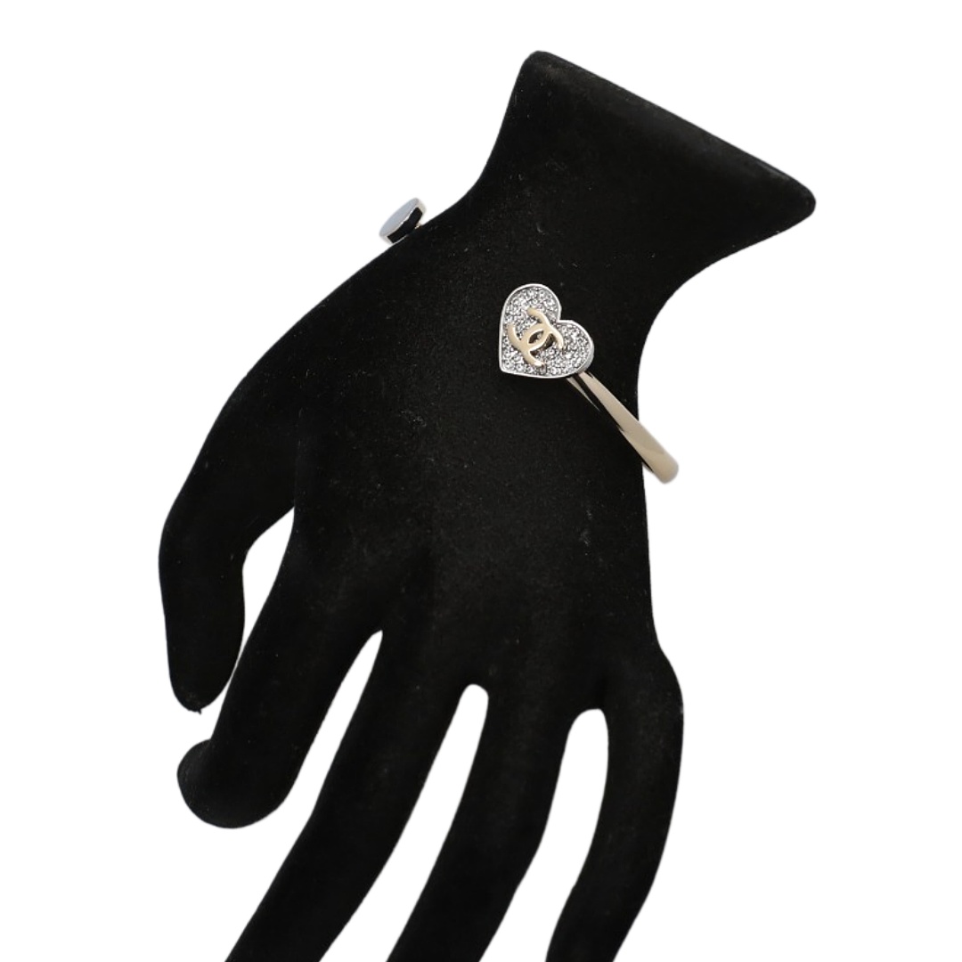 CCS173 Chanel crystal heart bangle bracelet - ccjewelryacc