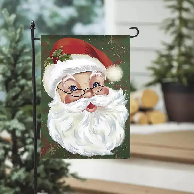 Evergreen Flag Merry Santa Welcome Garden Flags 12x18 Double Sided, Outside, Christmas Garden Flag