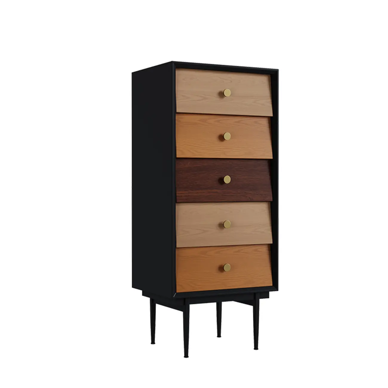 Modern Wooden Storage Cabinet with Drawers in Retro Style