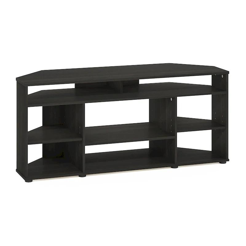 Corner TV Stand with Multi-Level Open Shelves – White / Amber Pine / Espresso, Single, Fits TVs up to 55