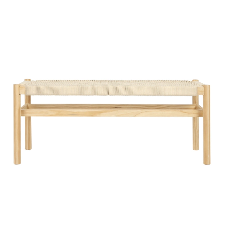 Fernway Solid Wood and Woven Rope Entryway Bench - 43.3 L x 15.0 W x 18.0 H
