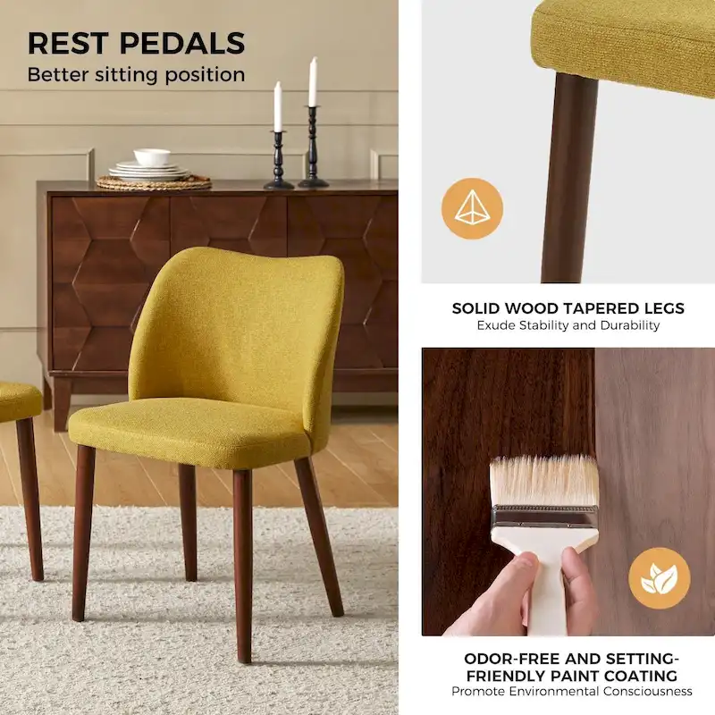 Melisa Upholstered Solid Wood Dining Chair Set of 2 by HULALA HOME