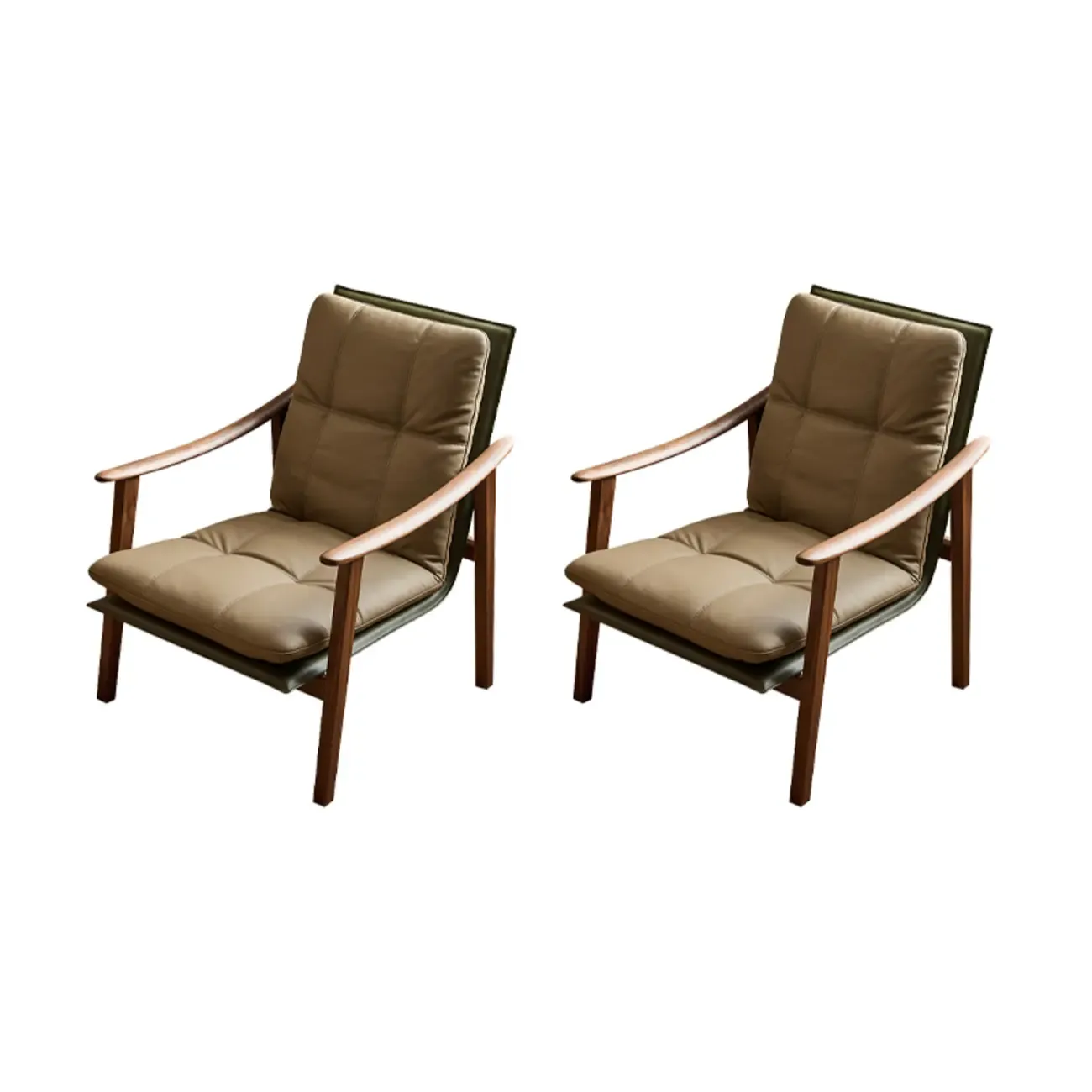 Scandinavian Green Genuine Leather Armchair