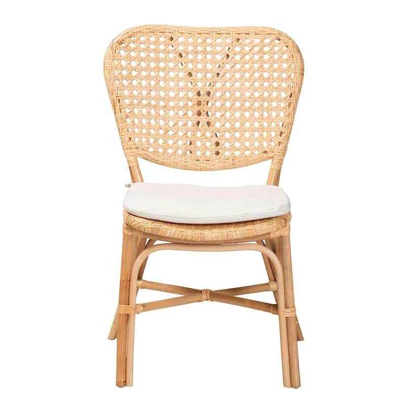 Natural Rattan Dining Chair with Removable Cushion