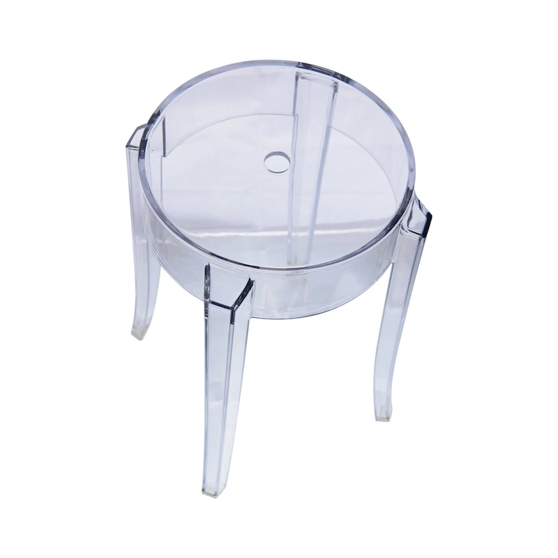 LeisureMod 18 in. High Backless Acrylic Counter Stool with Round Seat and Foot Rest - 18.1