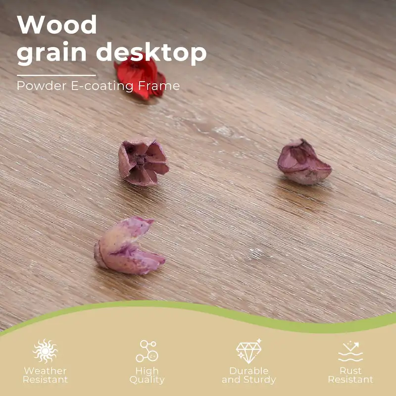 MAISON ARTS 5-piece Faux Wood Table and Metal Stackable Chairs Patio Set - 5-Pieces Sets