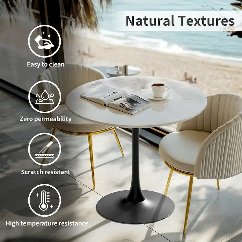 39.37  High Bar Table Round Cafe Bistro Pub Cocktail Kitchen Table Sintered Stone-top