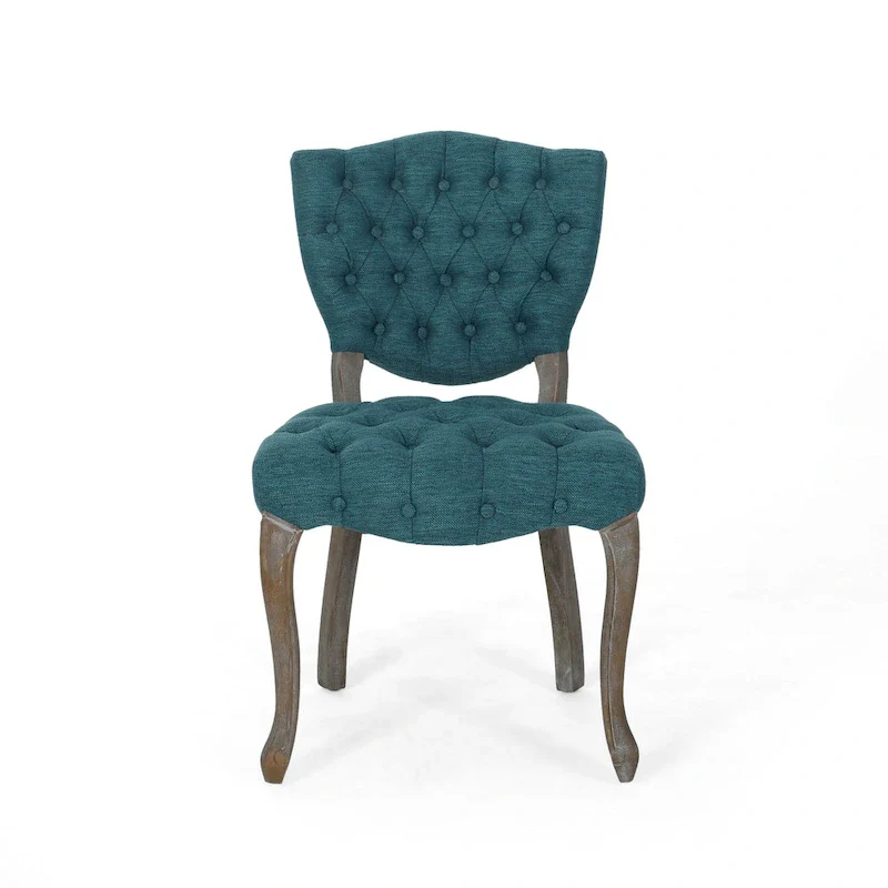 Teal & Brown Upholstered Dining Chair, Set of 2