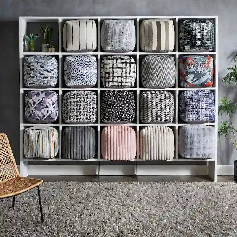 Brunico Upholstered Square Pouf Ottoman by iNSPIRE Q Bold