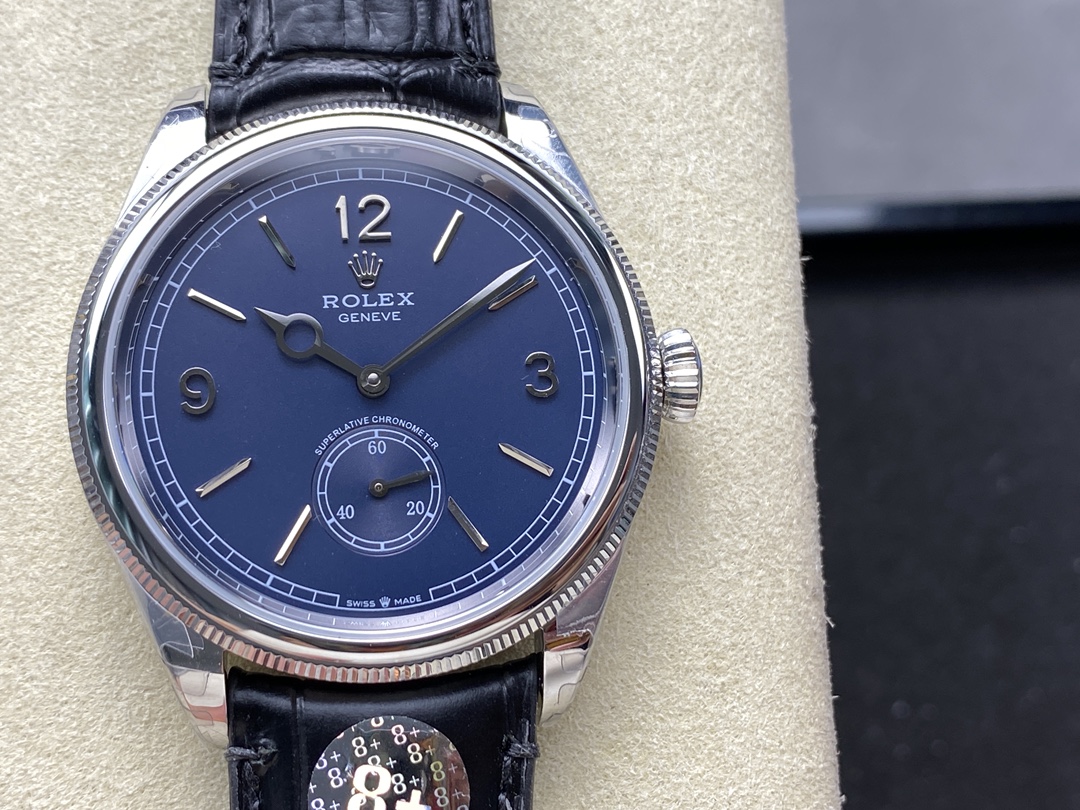Blue dial Rolex Perpetual 1908 replica with 7140 clone movement
