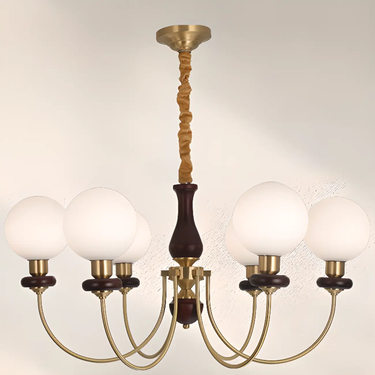 Gold Classic Globe Glass Chandelier Height Adjustable