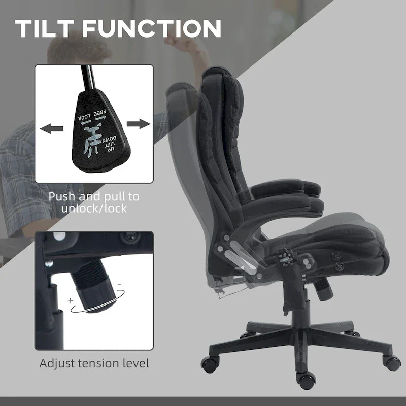 High Back Office Chair with 6-Point Massage and Heat - Reclining