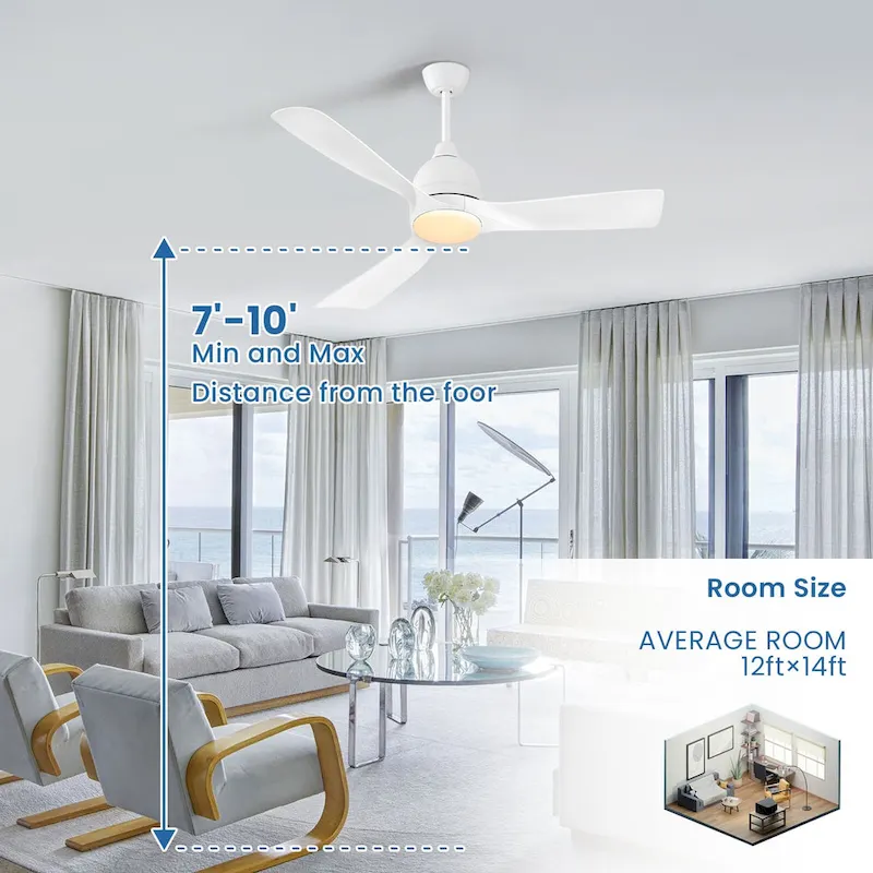 54  Smart Ceiling Fans with Lights and Remote High CFM Bedroom Quiet Fan APP Control - 54 inch