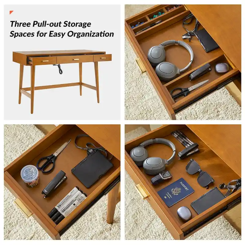 Erich Mid Century Modern 48 Computer Desk with USB by HULALA HOME