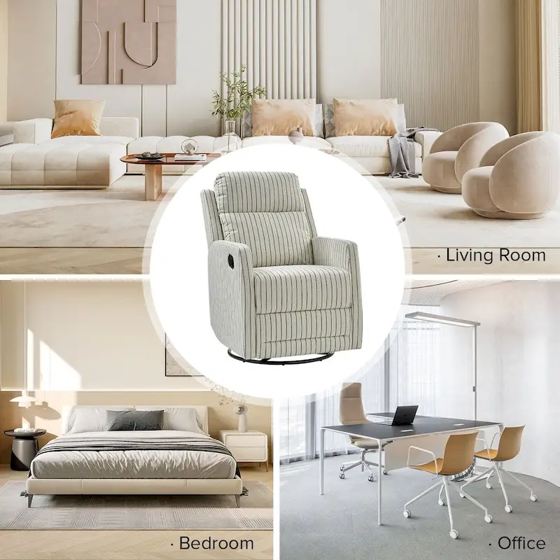 Diana Modern Polyester 360-degree Swivel Rocker Recliner Set of 2 by HULALA HOME