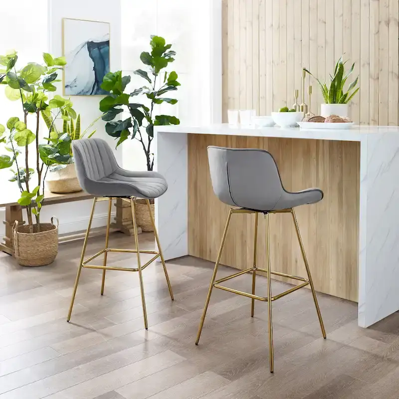 Modern Swivel Velvet Barstool