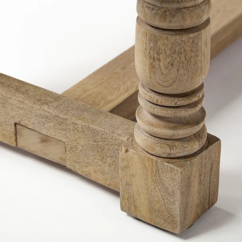 Greenfield I Brown & Beige Patterned Jute w/ Wood Frame Accent Bench - 59W x 14.3D x 19H