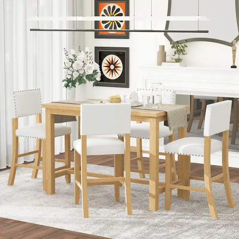 Natural Wood Wash Counter Height Dining Set, 5-Piece (Seats 4)