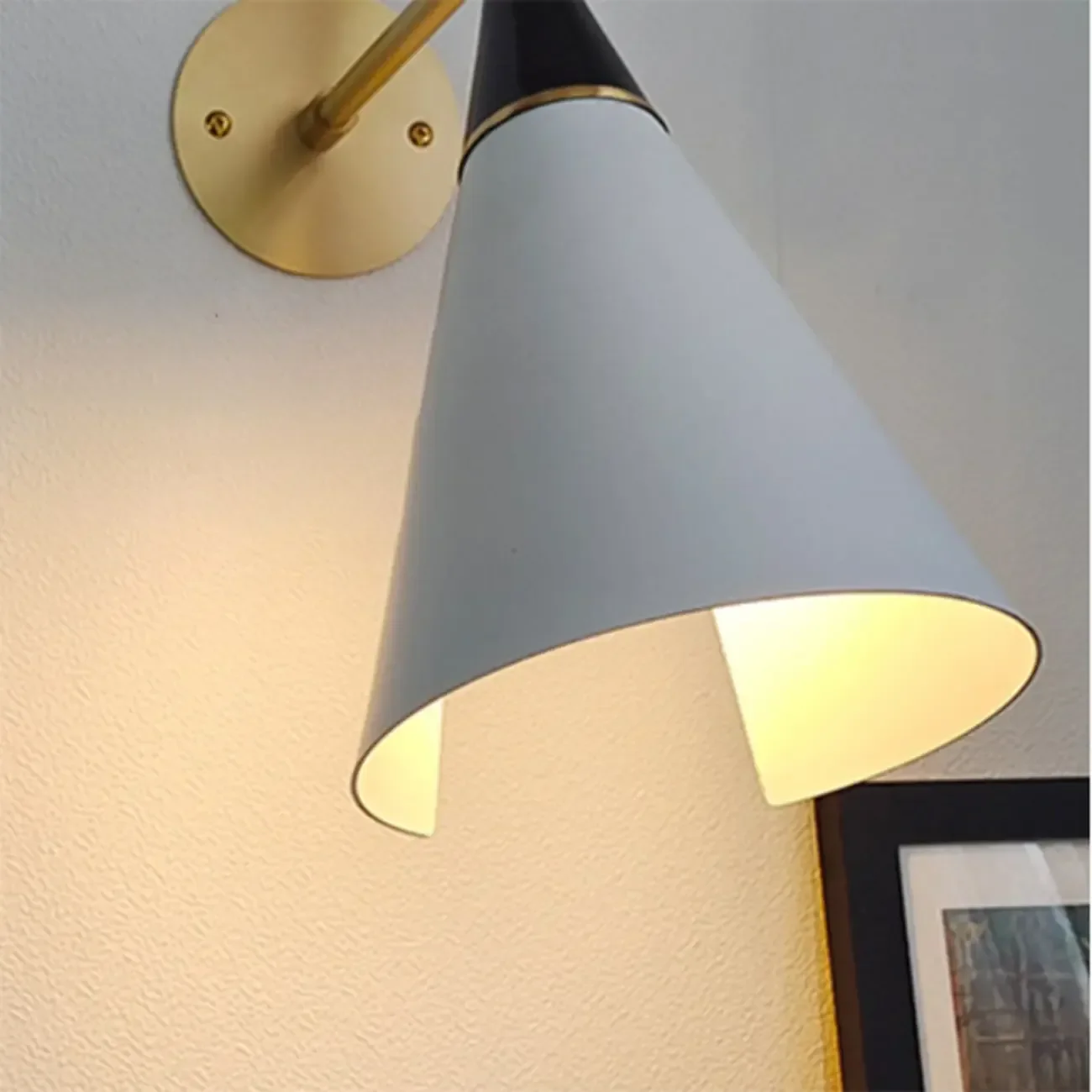 Adjustable Trendy White Cone Swing Arm Wall Sconce