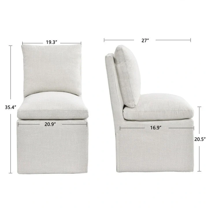 Beige Faux Linen Swivel Rolling Armchair with Casters, 1-Person